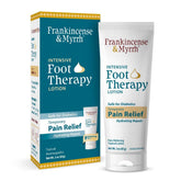 Frankincense & Myrrh: flacon-pompe crème pieds, soulagement ciblé et hydratation.
