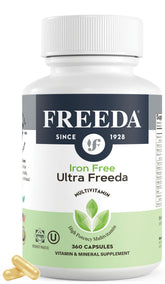 Freeda multivitamine: bouteille 360 capsules, soutien quotidien en energie.