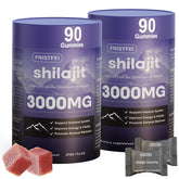 Fristfei Pur Shilajit Gummies – bouteille, énergie durable après les repas.