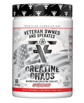 Creatine Chaos de Frontline Formulations, flacon en vue, récupération musculaire potentielle après l'entraînement.