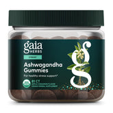 Gaia Herbs Ashwagandha Gummies – Bouteille: soutien potentiel au stress quotidien.