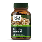 Gaia Herbs Everyday Immunité Quotidienne en bouteille montre gélules et étiquette, soutien potentiel quotidien