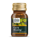 Gaia Herbs Gas & Bloating – bouteille affichant l'étiquette et potentiel soulagement après repas.