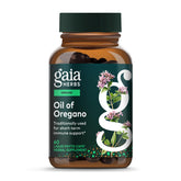 Huile d'origan Gaia Herbs dans sa bouteille, arôme herbacé prometteur.