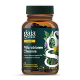 Gaia Herbs Microbiome Cleanse: bouteille élégante montrant l'étiquette et le soutien potentiel à l'équilibre intestinal.