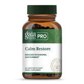 Gaia Herbs PRO Calm Restore : bouteille affichant l’étiquette du complément pour le système nerveux.