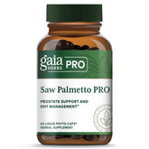 Gaia Herbs PRO Saw Palmetto – bouteille et étiquette, utilisation quotidienne potentielle
