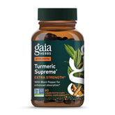 Gaia Herbs front bottle view showing label and organic turmeric benefits