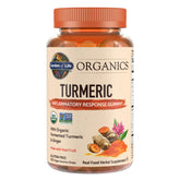 Garden of Life Organics Turmeric Gommes – emballage attrayant pour la famille.