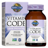 Garden of Life RAW Prenatal flacon montrant des nutriments essentiels pour la grossesse et la préconception