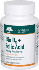 Genestra Bio B12 + Acide Folique – boîte du produit soutenant potentiellement l'énergie.