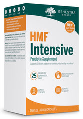 Genestra HMF Intensive: bouteille de probiotiques prête à l'emploi pour soutenir la santé gastro-intestinale.