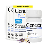 Genexa Stress pour adultes – bouteille de tablettes vanille-lavande, pratique au quotidien