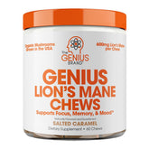 Genius crinière de lion, bouteille visible, soutien potentiel à la concentration au quotidien