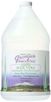 George's Aloe Vera distillée – bouteille frontale, hydratation douce et neutre