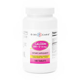 GeriCare Calcium 600mg, bouteille et étiquette, soutien potentiel à la santé osseuse.