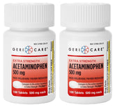 GeriCare Extra Strength Acétaminophène 500 mg, boîte recto, soulagement des douleurs mineures.