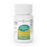 GeriCare Ferrous Gluconate 27 mg – bouteille, soutien potentiel à l énergie quotidienne.