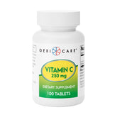 Flacon GeriCare Vitamine C 250 mg – soutien immunitaire potentiel au quotidien.