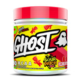 GHOST BCAA poudre saveur framboise rouge, idéale pour récupération et énergie pendant l’entraînement.