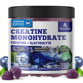 GlucoBio Bonbons gélifiés Creatine Monohydrate – bouteille pratique pour l’entraînement.