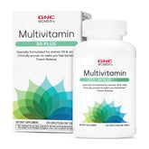GNC Femme 50+ Multivitamines caplets: bouteille montrant la routine quotidienne et l'immunité
