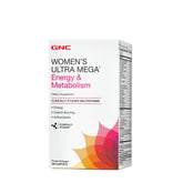 GNC Femmes Ultra Mega énergie et métabolisme — capsules visibles dans la bouteille pour énergie quotidienne.