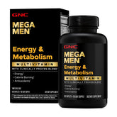 GNC Mega Men flacon: énergie durable et métabolisme soutenu au quotidien.