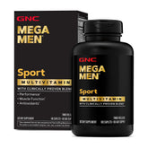 GNC Mega Men Sport, bouteille vue de face, énergie potentielle pour la journée.