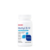 GNC méthyl-B12 tablettes dans la bouteille, soutien potentiel au métabolisme et énergie.