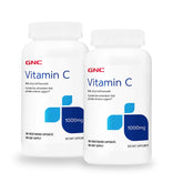 GNC Vitamine C 1000 mg – pack jumeau bouteilles pour routine quotidienne pratique.