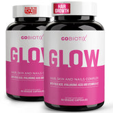 GOBIOTIX bouteille de vitamines montrant l'étiquette, éclat cheveux et peau.