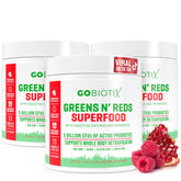 GOBIOTIX Greens Powder emballage prêt à l’emploi, apport nutritionnel rapide.
