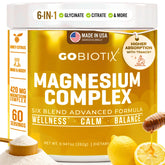 GoBiotix magnésium glycinate en poudre miel-citron, favorise l'hydratation et la détente.