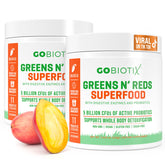 GOBIOTIX Poudre verts et rouges mangue, nutriments quotidiens pour énergie naturelle.