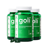 Goli Supergreens Gommes: bouteille ouverte facilitant la prise quotidienne.