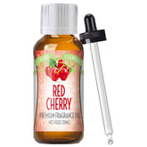 Good Essential huile fragrance cerise rouge dans flacon ambré pour diffusion durable et efficace.