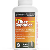 GoodMeds Psyllium en bouteille soutenant une digestion régulière grâce à des capsules faciles.