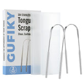 Gooficle grattoir-langue acier inoxydable 2-pack, durable pour une haleine fraîche.
