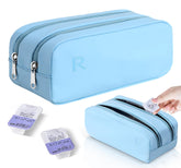 Gotorido étui lentilles portable bleu, repère clair R et L pour éviter les erreurs.