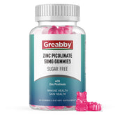 GREABBY Zinc Picolinate Gummies dans le flacon, goût fraise naturelle et pratique.