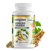 GreeNatr bouteille Ginkgo Biloba et Panax Ginseng pour soutien mémoire.