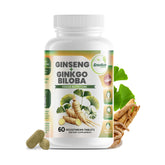 GreeNatr bouteille Ginkgo biloba sur bureau, énergie naturelle et concentration.