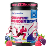 Greenvita Gomme Créatine 5g emballage framboise, pratique à emporter.
