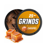 GRINDS Poche Café Caramel – emballage pratique et énergie prête à l’emploi.