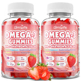 GrnLife: bouteille 2-pack de gummies oméga-3 vegan fraise, pratique.