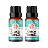 Huile essentielle GuruNanda menthe pure, bouteille ambrée, diffusion rafraîchissante et naturelle