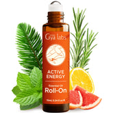 Gya Labs Active Energy Roll-On, bouteille ambrée idéale pour revitalisation rapide en voyage.