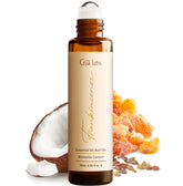 Gya Labs huile essentielle d’encens, rouleau-bouteille ambre, application rapide sur la peau.