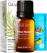 Gya Labs huile essentielle de pin en bouteille, diffusion et ambiance relaxante.